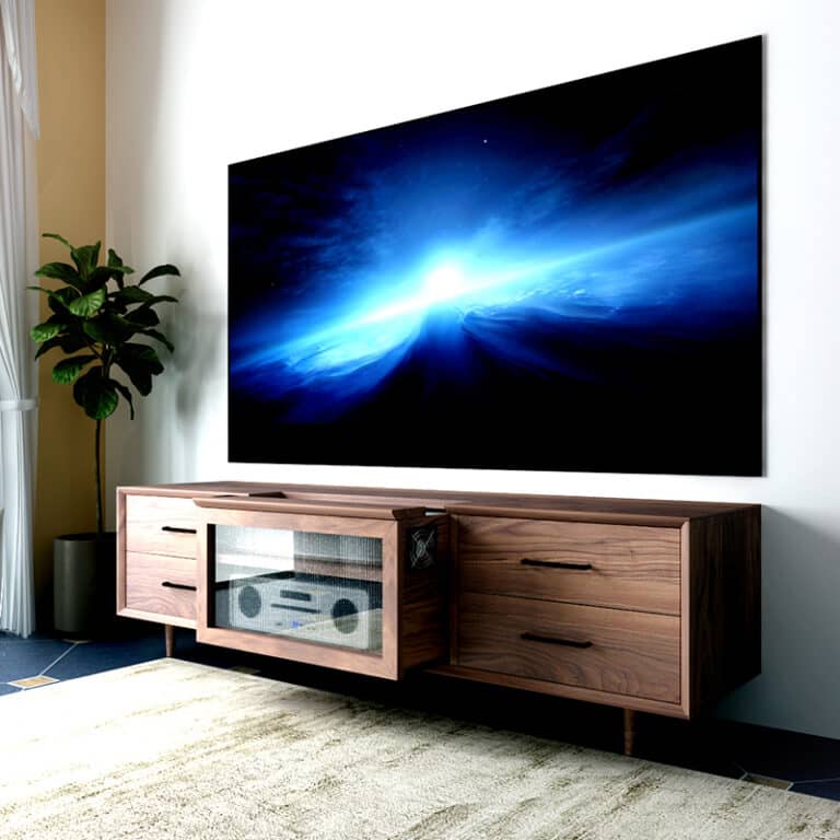 Intelligent laser TV cabinet Pure solid wood projection audio-visual ...